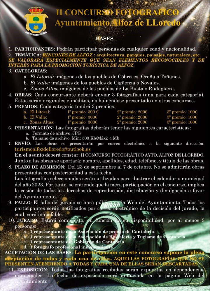 II Concurso Fotográfico. Ayuntamiento de Alfoz de Lloredo