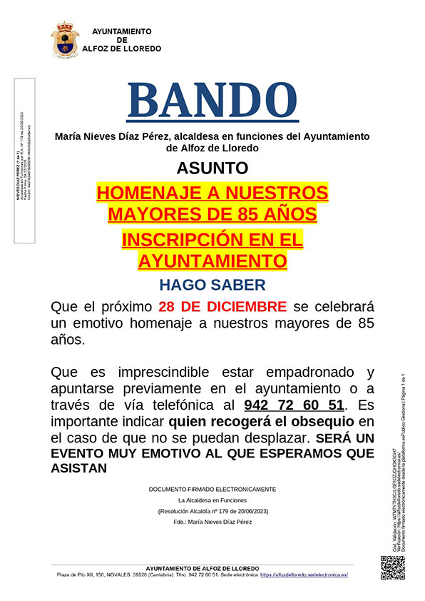 Bando homenaje a nuestros mayores