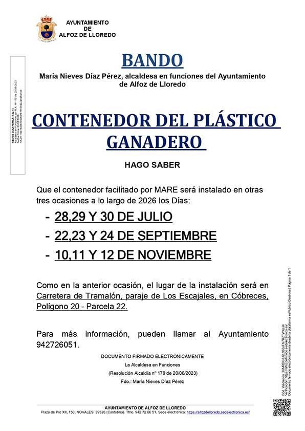BANDO: CONTENEDOR DEL PLÁSTICO GANADERO